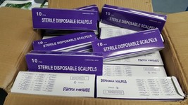 500 DISPOSABLE STERILE SURGICAL SCALPELS WITH GRADUATED PLASTIC HANDLE (MT) - $163.63