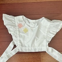 Girl 60s White Pinafore Apron Top Ruffle Sleeve Butterfly Appliqués Baby... - $15.82