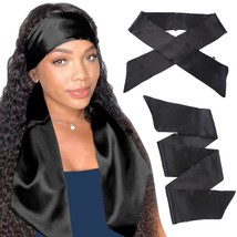 XTREND 2Pcs Women&#39;s Satin Edge Scarves for Wigs 58 Inch Silk Edge Laying... - £14.21 GBP