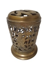 Ornate Solid Brass Openwork Casting Incense Burner and Candle Holder - $18.65