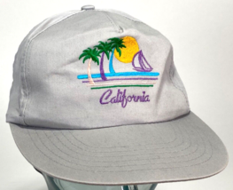 Vtg CALIFORNIA Trucker Hat-Grey-Snapback-Embroidered Sailboat Palm Tree ... - £14.94 GBP
