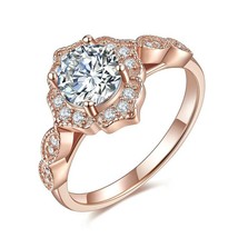 Vintage Style Art Deco Ring Solid 925 Sterling Silver Rose Gold Plated 1 Carat - £77.37 GBP