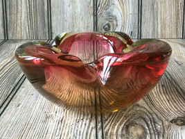 Vtg Barbini Murano Red Brown Iridescent Italian Art Glass Bowl Midcentury Ashtra - £69.88 GBP