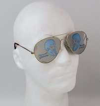Vintage 1980&#39;s Michael Jackson Aviator Sunglasses Gold Rim Blue Faces Mi... - £23.96 GBP