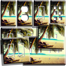 Tropical Caribb EAN Palms Island Beach Lounger Light Switch Outlet Wall Art Plate - £9.63 GBP+