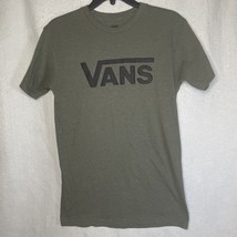 Vans T-Shirt Men&#39;s Size Small Green Black Embroidered Leather Logo Spellout - $12.16