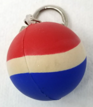 Pepsi Ball Keychain Wavy Globe Red Blue White Soda Plastic Vintage - £9.49 GBP