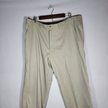 George Dress Pants Men&#39;s Size 42x32 Tan Flat Front Slash Pocket Cotton Blend - £8.26 GBP