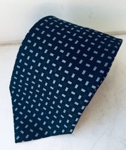 Men’s 100% Polyester Navy Blue Check Necktie Tie EBY - $4.90