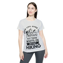 Women&#39;s Hiking T-shirt - Motivational Quote Mountain Range Print - £29.60 GBP+