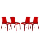 LeisureMod Adler Murray Modern Plastic Dining Chair, Transparent Red - $8,756.36 MXN