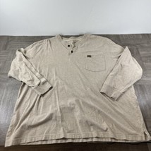 Wrangler Riggs Henley Mens XL Gray Long Sleeve Pocket T Shirt Workwear Casual - $12.08