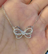 1.50Ct Round Cut Simulated Moissanite Butterfly Pendant 14K White Gold Plated - £39.45 GBP