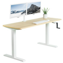 VIVO Manual 60 x 24 Stand Up Desk | Light Wood Table Top, White Frame - £336.62 GBP