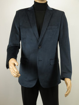 Men's Velvet Sports Coat Grammy Amy Award By BASSIRI , LEONARDI J1042 Navy Blue image 3