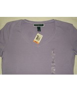 Macy&#39;s Karen Scott Women&#39;s Lavender Short Sleeve V-Neck Tee Top T-Shirt ... - £15.93 GBP
