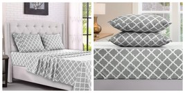 Grey/White 4 Piece Bed Sheets Set 1800 Series Comfort Microfiber Bed sheet Set - $41.99+