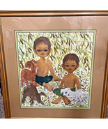 Vintage Carol Jablonsky Artist Signed Art on Paper Framed Matted Boys La... - $999.95