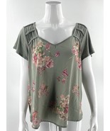 Rewind Top Size XL Sage Green Pink Floral Sweetheart Neckline Blouse Womens - $19.80