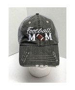 FootBall Mom Distressed Baseball Cap Hat Trucker Mesh Panel Rhinestone E... - $14.84