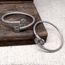 Antique Flower Real Sterling Silver women&#39;s Bracelet Bangle armlet - $79.52