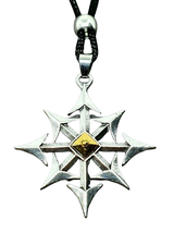 Chaos Star Pendant Crowley Chaostar 8 Pointed Large Gothic Pewter Cord Necklace - £7.38 GBP