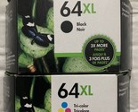 HP 64XL Black &amp; Tricolor Combo Ink Cartridges X4D93BN Exp 2025+ Genuine OEM - £62.89 GBP