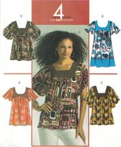Misses Retro Boho Casual Pullover Loose Fit Tops Tunics Sew Pattern 14-22 - $9.99