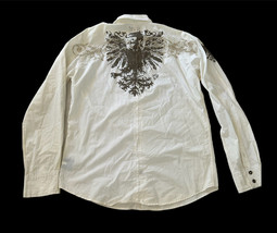 1901 Medium White Embroidered buttoned COTTON Shirt - El General - weste... - $12.19