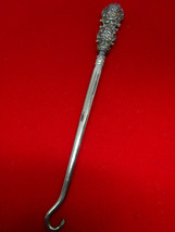 Vintage Sterling Silver Handle Shoe Button Hook,Marked STERLING,8 7/8&quot; Long - £78.66 GBP