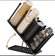 Ovicar Cup and Lid Holder - Adjustable Coffee Organizer 4 Black  - £19.20 GBP