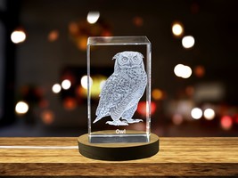 LED Base included | Wise Owl Crystal Carvings | Exquisite Gems Etched with - £31.23 GBP+