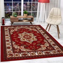 Oriental Traditional 5&#39; X 7&#39; Antep Rugs Alfombras Non-Skid (Non-Slip), Maroon. - £81.63 GBP