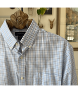 Lands’ End Button Down Shirt Plaid Blue No Iron Cotton 16.5 34 - €17,30 EUR