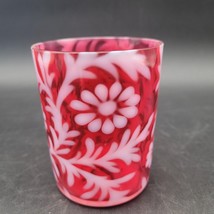 Antique Fenton Glass Cranberry Opalescent Daisy Fern Tumbler 3 5/8&quot; Tall - £19.25 GBP