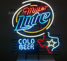 New Miller Lite Cold Beer Texas Star Beer Neon Sign 24&quot;x20&quot; - £199.10 GBP