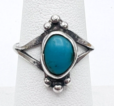 Vintage Southwestern Sterling Silver Turquoise Ring Size 6.75 - £26.46 GBP