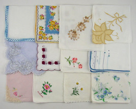 Hanky Lot One Dozen Assorted Vintage Handkerchiefs (Inventory #Lot L15) - £53.16 GBP