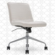 Elle Decor Adelaide Home Office Task Chair, Armless Adjustable, Ivory White - £144.73 GBP