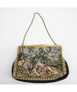 Vintage Tapestry Handbag Man Women Scene Goldtone Hardware Western-Germany - $99.25 CAD