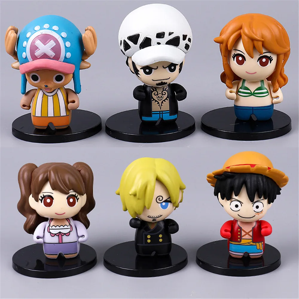 6pcs/set Anime One Piece Luffy Sanji Tony Chopper Nami Law PVC Action Figure - £18.71 GBP