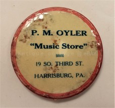 antique P.M. OYLER advertising POCKET MIRROR MUSIC STORE harrisburg pa - $42.08