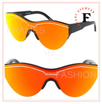 BALENCIAGA SKI 0004 Black Orange Shield Mask Fashion Sunglasses BB0004S Unisex - £262.57 GBP