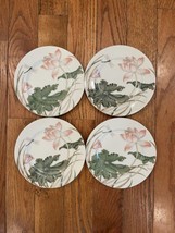 4 Vintage 80s Lotus Garden Fitz Floyd Salad Dessert Plate Dish Lot Set J... - $23.74