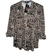 NWT Cocomo Size XL Black &amp; Beige Multi Color  Pintuck 3/4 Sleeve Blouse Top - £27.41 GBP