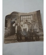 Vtg Real Photo 8x10 Group Picture 8 Men Unidentified Park No Cars Here F... - £10.35 GBP