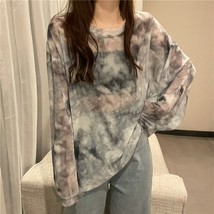 Tops Women Blouses   screen Shirt Loose Tie Dye Tee Designed Transparent Blouse  - £47.47 GBP