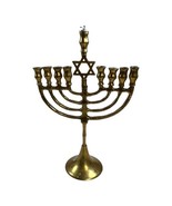 Vintage Brass Hanukkah 9 Branch Star of David Menorah Chanukah Candle Ho... - $93.49