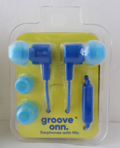 Blue Earphones W/ Mic Includes 3 Sizes Soft Silicone Ear Tips #2202A GRO... - $7.91