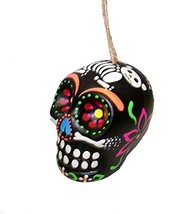 Day of The Dead DOD Sugar Skull Hanging Ceramic Ornament 3&quot; H (Black Cat... - £15.56 GBP